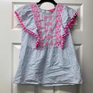 Lilly Pulitzer Blue Dress with Pink Embroidery